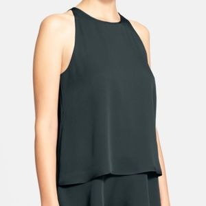 Dark green 100% silk Theory blouse